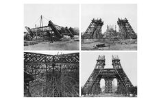 four different views of the eiffel tower under construction