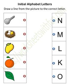 the initial letter worksheet with pictures and words to help students learn how to write