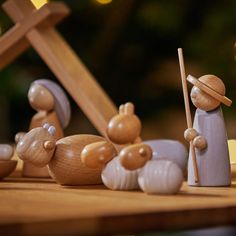 a nativity scene with figurines on a table