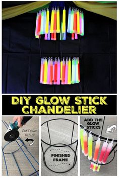 diy glow stick chandelier with instructions to make it