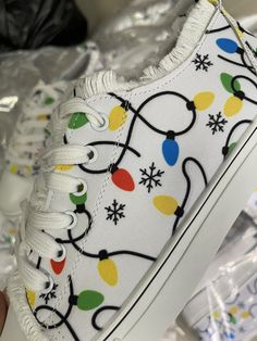 Colorful Print Lace-up Canvas Shoes, As Picture / US 8 Fun White Low-top Canvas Shoes, Fun Multicolor Low-top Canvas Shoes, Teacher Shoes Painted, Doodle On Shoes, Painting Canvas Shoes Diy, Painted Tennis Shoes, Customized Canvas Shoes, Shoe Painting Ideas, Christmas Shoes Diy