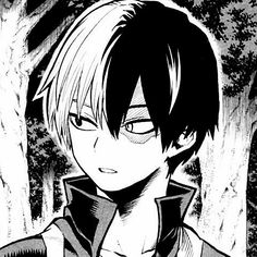 an anime character in black and white with his eyes closed, staring at the camera