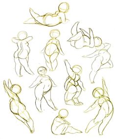 some sketches of people in different poses and body shapes, with one person holding the other hand