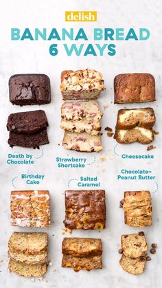 a poster with different types of breads and other desserts on it's side