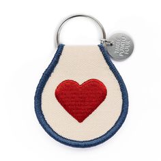 "Super cute double-sided raised embroidered keychain with raised 3-dimensional simple red heart. Made with high-quality materials for a durable, long-lasting accessory. 2.5\" x 2.25\" (larger than our regularly sized 2.5\" x 1.5\" keychains) Double-Sided Embroidery Embroidered Natural Oxford Cotton Metal Split Keyring" Car Keys Keychain Ideas, Vintage Keychain, Toro Inoue, Couples Gifts, Heart Patch, Felt Pennants, Heart Patches, Vintage Objects, Cute Keychain