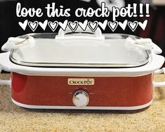 a crock pot with the words love this crock pot on it's side