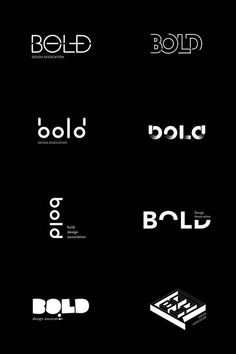 six different logos that are black and white with the word bold on them, all in various