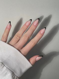 Split French Tip Nails, Black Gel X Nails, Olive Nails, Acrylic Nails Almond Shape, Filmy Vintage, Simple Fall Nails, Beauty Hacks Nails, Glittery Nails, Cute Simple Nails