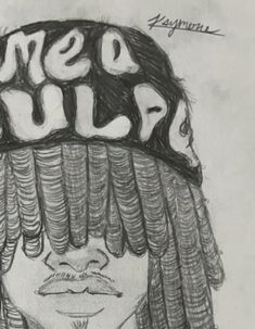 a drawing of a woman with dreadlocks on her head and the words nerd dud above her head