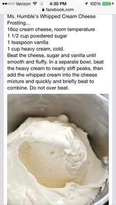 the recipe for whipped cream is shown in an instagramtion on facebook, and it appears to have been altered