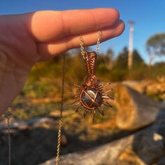 Hand Made Sodalite Sun Wrapped Pendant! Beautiful Statement Piece, One Of A Kind! Stand Out From Others And Take Away The Negative Energy #Jewelry #Sodalite #Crystals #Necklace #Trendy Ohm Pendant, Sun Jewelry, Energy Jewelry, Crystals Necklace, Jewelry Hand, Hand Crafted Jewelry, Crafted Jewelry, Wrapped Pendant, Negative Energy