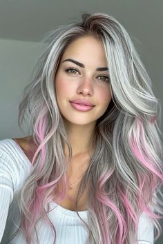 long hairstyles Sara Cate, Alt Hair, Messy Pixie Haircut, Peekaboo Hair Colors, Ladies Hairstyles, Grey Hair Transformation, Haircuts For Long Hair With Layers, Peekaboo Hair, Layered Haircuts For Medium Hair