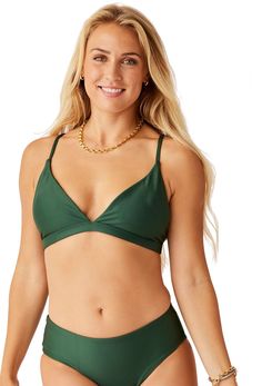 Delivering a classic bikini silhouette with modern support so you can move freely  the women's Carve Designs Drea Compression swimsuit top is ready for whatever summer activities you have on deck. Green Padded Beachwear Swimwear, Green Triangle Top Swimwear For Sports, Green Triangle Top Sports Swimwear, Green Padded Swimwear For Vacation, Padded Green Swimwear For Vacation, Solid Color Bra-friendly Swimwear For Water Sports, Green Padded Swimwear For Beach, Solid Swimwear Bra Friendly For Water Sports, Padded Green Swimwear For Beach