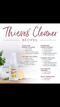 Thieves Cleaner Recipe, Mirror Cleaner, Thieves Cleaner, Thieves Household Cleaner, Essential Oils Cleaning, Essential Oil Diffuser Recipes, Cleaner Recipes