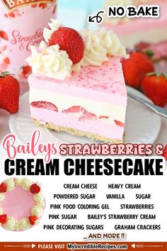 a flyer for a baby's strawberries and cream cheesecake shop with strawberrys on the side