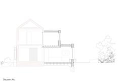 an architectural drawing of a house with trees in the background