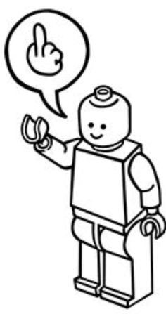 a black and white drawing of a person with a speech bubble above their head, giving the peace sign