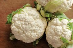 three cauliflower heads on top of each other