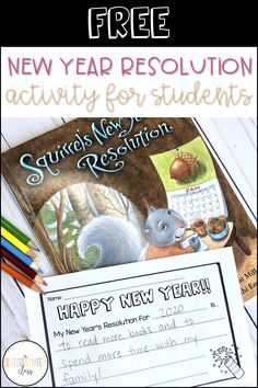 the new year resolution activity for students to use in their writing and drawing skills, including coloring