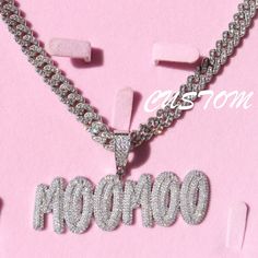 "Icy Cursive Font Nameplate Necklace,Custom Necklace with Cuban Chain,Personalized Name Necklace,Name Pendant,Birthday Jewelry gifts for Her 🏅it is a trendy baguette letter cubic zircon  font letter pendants.made of brass and cubic zircon  stones, White color stones 🏅Each Piece Comes With Chain 🏅Each Piece Packed with Gift Box 🏅100% Made to Order Handmade item Materials: AAAA Cubic Zirconia Stones, Brass Can be personalized Length of Chain: 16\"/18\"/20\"/24\" 🏅Birthday gift for her*Elegant Customized White Necklace For Birthday Gift, Silver Nameplate Jewelry For Birthday, Custom Name Pendant Necklace For Party, White Gold Charm Necklaces As Gift, Silver Custom Necklace For Birthday Gift, White Gold Charm Necklaces With Chain As Gift, Mother's Day Name Necklace With Adjustable Chain For Party, Customized Silver Jewelry For Birthday, Silver Pendant Name Necklace For Party