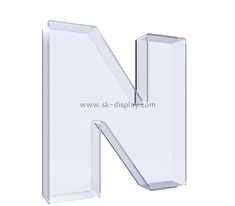 the letter n is made out of clear acrylic material and has a rounded edge