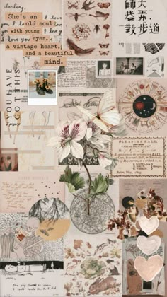 a collage with flowers and words on it