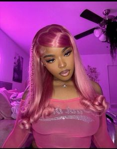 Unique Wig Hairstyles, Pink Hair Black Women, Hot Pink Wig, Color Human Hair Wigs, Exotic Hairstyles, Lace Closure Hairstyles, Frontal Wig Hairstyles, Hair Wigs For Women, Pretty Hair Color