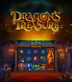 The design of the Dragon's Treasure slot game created by Inkration Studio. Dragon Treasure, Treasure Games, Medieval Games, App Logos, Medieval Helmets, Games Design, Fantasy Theme