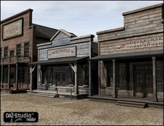 an old western town with wooden buildings