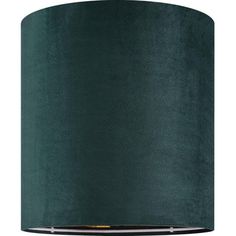 a dark green lamp shade on a white background with a gold trim around the bottom