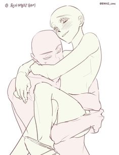 a drawing of two people hugging and one is holding the other's arm over his shoulder