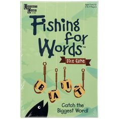 a card game for fishing with four fish hooks and the words catch the biggest word