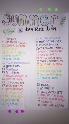 a summer bucket list on a bulletin board