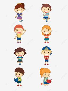 cartoon kids with different expressions, children, character png and psd