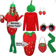 a woman in a costume that has been made to look like a strawberries outfit