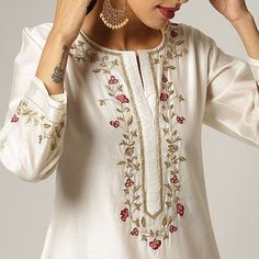 Silk Kurti Designs, Neck Designs For Suits, Kurta Neck Design, Salwar Kamiz, Kurti Designs Party Wear