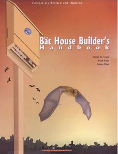 a book cover for bat house builder's hand book with an umbrella flying over it