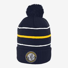 The cold is no match for your favorite team—or this hat. Keep your head warm and toasty during those chilly games with this beanie's cozy acrylic design. Nike Winter Beanie Hat, Collegiate Navy Hat For Game Day, Navy Sporty Hat For Game Day, Nike Nba, Acrylic Design, Nba Hats, Indiana Pacers, Minnesota Timberwolves, Utah Jazz