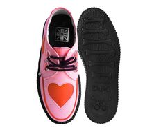 Break rules not hearts. Features a pink upper with red hearts, lace-up fastening, and our lightweight VIVA mondo sole that is approximately 1 ¾” at the heel and 1 ¼” in the front. Has removable memory foam padding for added comfort. Shoe can be easily cleaned with mild soap and water. Niko Sasaki, Heart Shoes, Comfort Shoe, Punk Girl, Black Fishnets, Pink Nikes, Red Hearts, Shoes Outlet, Dream Shoes