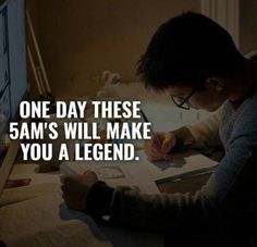 a man sitting at a desk writing on a piece of paper with the caption, one day these sam's will make you a legend