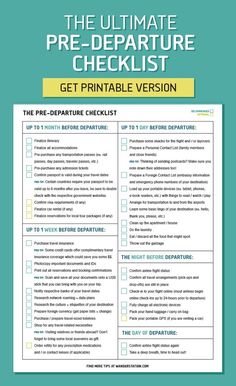 the ultimate printable pre - departure checklist