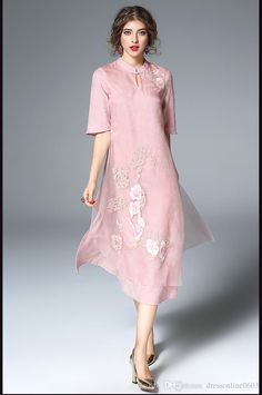 2017 Silk Organza Dresses For Spring Embroidered Sequins Jacquard Cheongsam Dress With Sleeves Modest Women Evening Party Gowns Cheap Online From Dressonline0603, $68.53 | Dhgate.Com Organza Dresses, Silk Organza Dress, Cheap Gowns, Formal Occasion Dress, Evening Party Gowns, Embroidered Midi Dress, Kurta Designs Women, Fashion Design Dress, Organza Dress