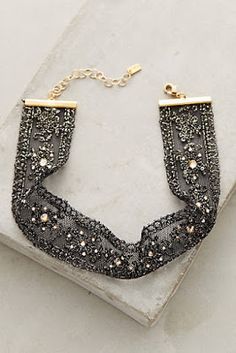 Anthropologie Favorites:: January New Arrival Shoes and Accessories at Anthropologie Women's Outfits By Occasions, Beaded Choker, Diy Necklace, Black And Gold, Body Jewelry, Jewelry Inspiration, My Jewellery, Beautiful Jewelry