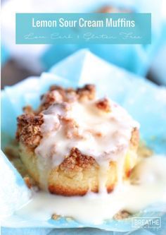 lemon sour cream muffins with icing on top