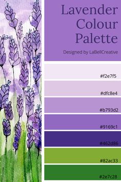 lavender colour palette Lavender Shades Colour Palettes, Shades Of Lavender Colour, Lavander Palette Color, Lavender Palette Colour Schemes, Lavender Purple Color Palette, Purple Hues Colour Palettes, Lavender Pallete Color, What Color Goes With Lavender