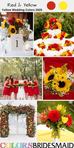 the wedding color scheme is red and yellow