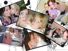 a collage of photos with the same family and their children in them, all smiling