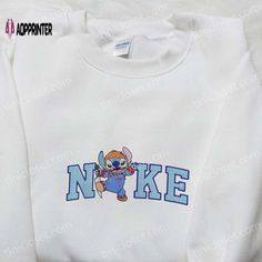 Nike x Stitch Chucky Embroidered Shirt - Funny Horror Movie Characters T-shirt Sweatshirt Lilo And Stitch Hoodie, Nike Cartoon, Nike Inspired, Horror Movies Funny, Stitch Hoodie, Christmas List Ideas, Embroidered Shirts, Craft Things, Heart Sweater