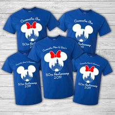 Disney Anniversary Shirts - Disneymoon Shirts Best Anniversary Ever Disney Shirt, Disneymoon Shirts, Disney Themed Short Sleeve Shirt, Blue Themed Shirt With Character Print, Customizable Blue Fan Merchandise Tops, Disney Group Shirts, Disney New Year, Anniversary Shirts, Little Mermaid Shirt