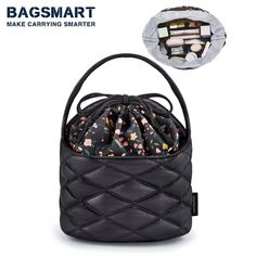 BAGSMART Drawstring Cosmetic Bag Storage Makeup Bag Organizer Pouch Portable Waterproof Toiletry Drawstring Makeup Bag, Makeup Bag Travel, Make Up Bags, Travel Toiletry Bag, Large Cosmetic Bag, Makeup Bag Organization, Pouch Organizer, Beauty Must Haves, Toiletry Bag Travel